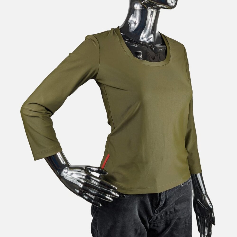 PRADA women's green nylon long sleeve shirt | Size S